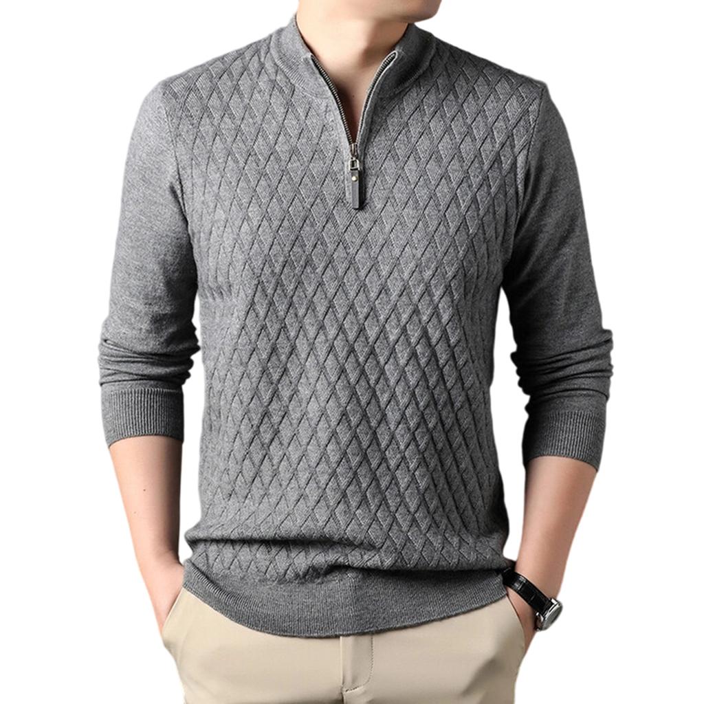 Men  Trend  Leisure  Half Zipper  Standing Collar  Knitted Sweater  Sweater