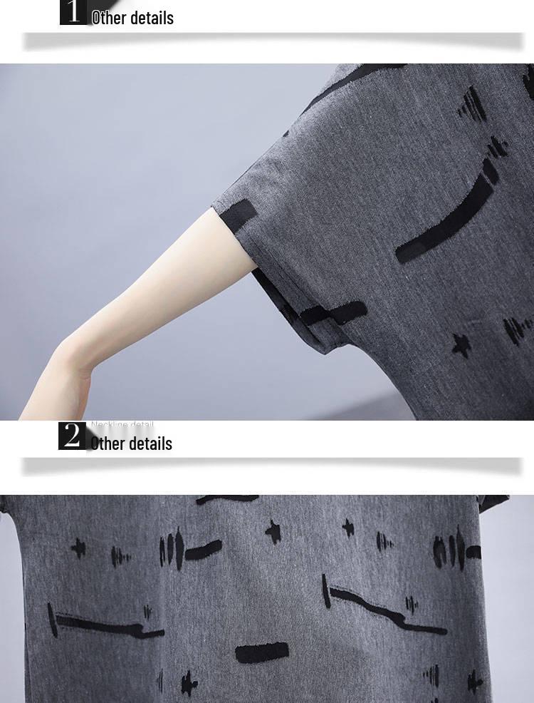 Женский модный комплект из двух вещей большого размера: Футболка с коротким рукавом и юбка для стройнящего эффекта