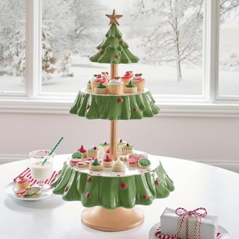 Christmas Tree Dessert Plate New Year Decoration Snack Bowl Food Tray Twin City Bracket Cake Fruit Candy Party Supplies