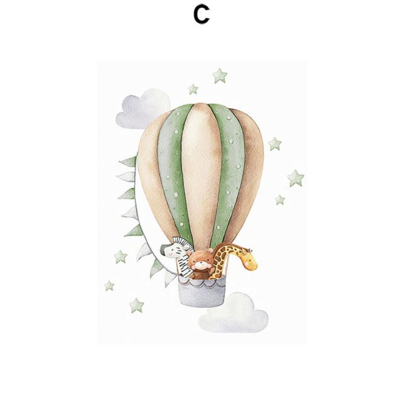 Воздушный шар Лев Тигр Жираф Радужный Корабль Настенное искусство для детской комнаты Холст Живопись Скандинавские Постеры и Принты Картины Декор для детской комнаты