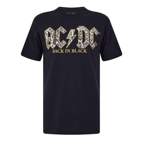 AC/DC Womens/Ladies Back In Black Leopard Print T-Shirt