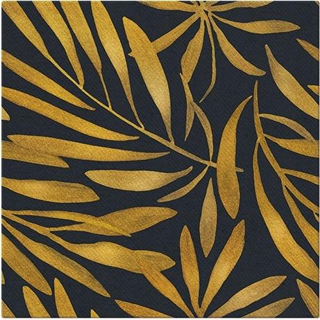 Non-woven Napkins Black Gold Leaves 50 pcs