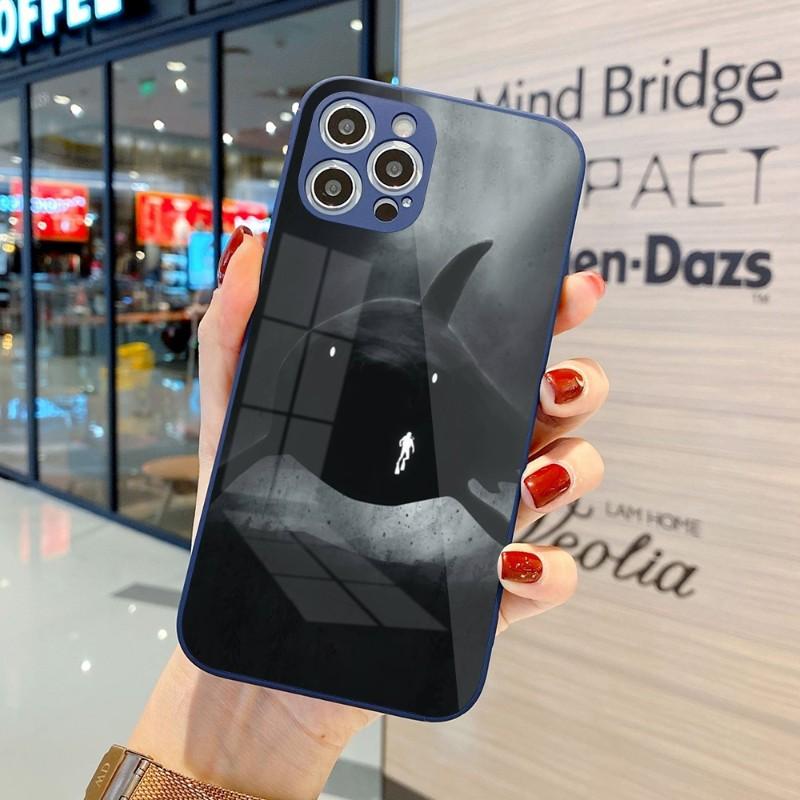 Cool Scary Shark Phone Case For IPhone 14 13 12 11 Pro Max X XR XS 8 7 Plus Liquid Glass Color Phone Cover