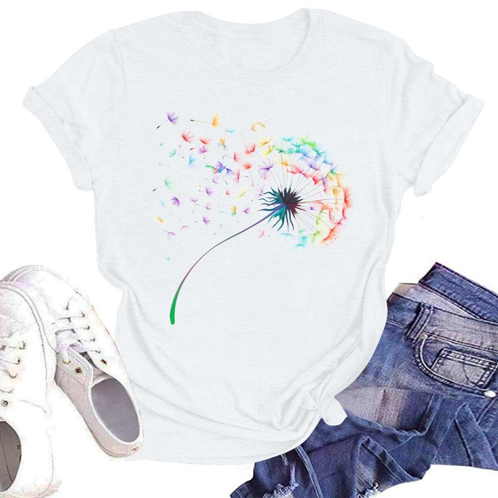 Женская повседневная свободная футболка с принтом, круглый вырез, пуловер, короткий рукав, топ