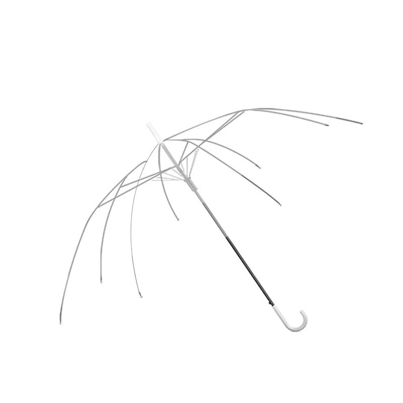 Transparent Long-Handle Umbrella, Sunshade and Rain Umbrella, Stylish Thickened Student Automatic Folding Manual Straight-Handle Reinforced Dual-Use