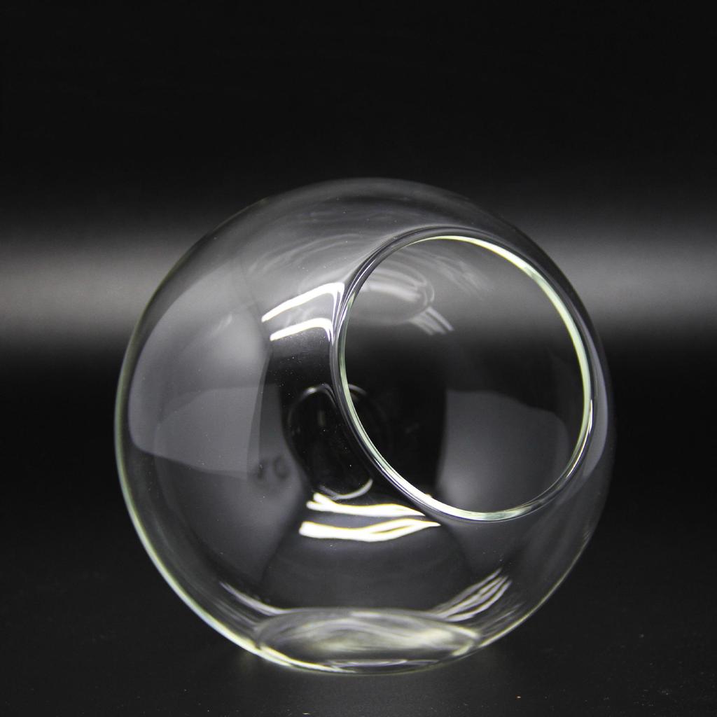 Круглая стеклянная ваза с косым горлышком для суккулентов и микроландшафтов