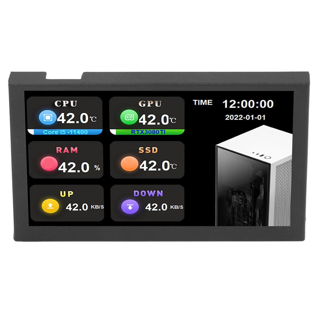 IPS USB Mini Screen 5 дюймов 800x480 Разрешение Type C Дополнительный экран ПК Данные Монитор для AIDA64 Черный