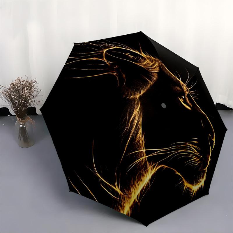1pc Lion Head Automatic Folding Umbrella Durable Iron Frame,All Seasons Home Travel Outdoor Multifunctional Umbrella yy251115074