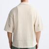 Zara Свободная рубашка с коротким рукавом, связанная крючком, с бисером, мужские рубашки, цвет не совсем белый 0881304-712