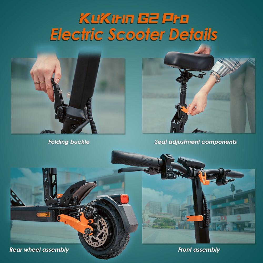 KuKirin Электросамокат G2 Pro, версия 2024, 600 Вт бесщеточный двигатель, аккумулятор 48 В 15.6 Ач, 9-дюймовые резиновые вакуумные шины, максимальная скорость 45 км/ч