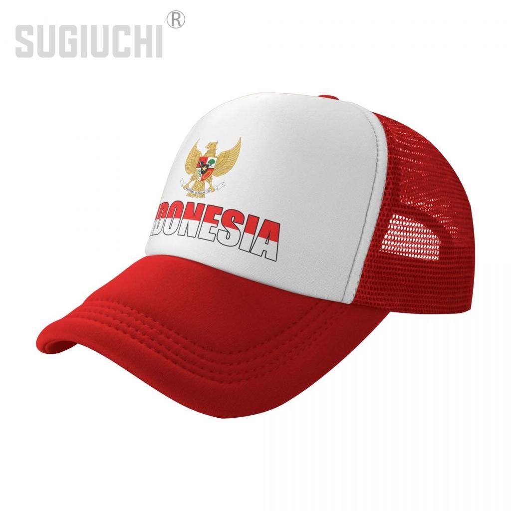 Mesh Cap Hat Indonesia Letter Flag Emblem Trucker Birthday Gift for Unisex WoUnisex Born All the People Retro Baseball Caps Cool