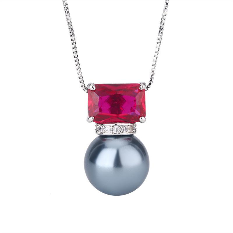 Осень и зима новое жемчужное ожерелье фиолетовый свет изменит цвет красный корунд ключичная цепочка темперамент модный универсальный женская мода