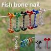 8pcs Stainless Steel Deck Nails with Spring Buckle, Fish Bone Design for Secure Binding, Suitable for Outdoor Camping and Hiking