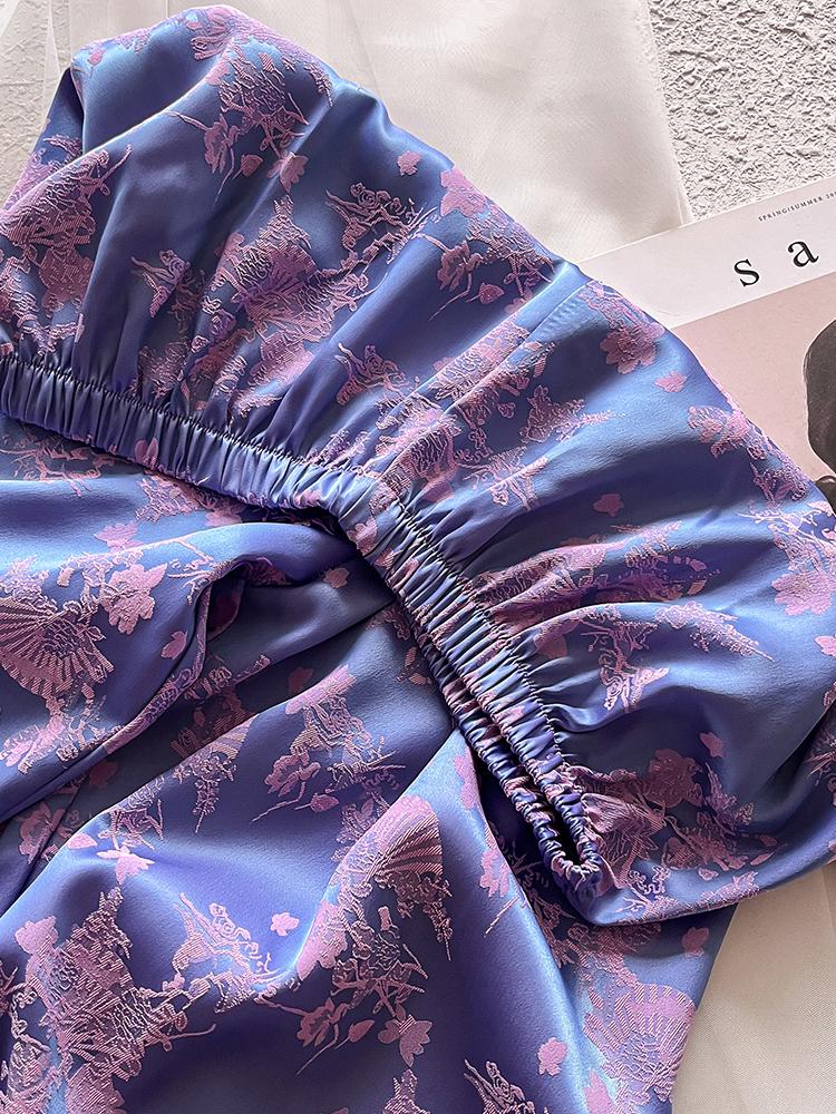 New Women's Spring/Summer Jacquard Silk Pajamas Set with Frog Buttons - National Style Mulberry Silk Thin Home Wear.