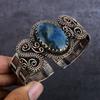 Labradorite Gemstone Handmade Copper Wire Wrap Cuff Bangle Adjustable P5r00