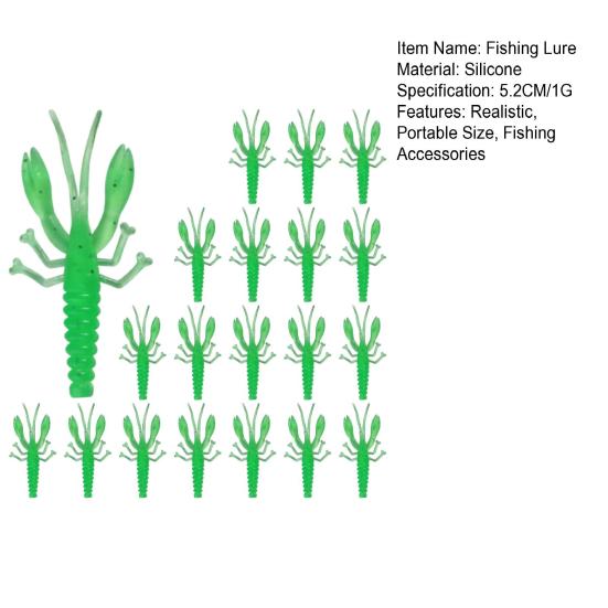 20Pcs/Set 5.2CM/1G Soft Crayfish Lure Realistic Bionic Colorful Lobster Swimbait Artificial Shrimp Bait