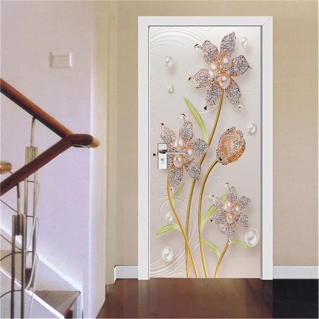 3D золотые наклейки для украшения дверей, мраморные простые абстрактные линии, цветы, обои для гостиной, домашний декор, художественные наклейки для спальни