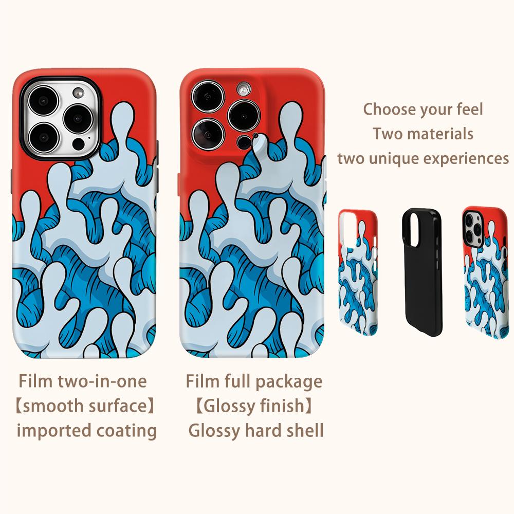 Red Blue Swirl Phone Case for IPhone 17AIR 16E 16 15 14 13 12 11 17 Pro Max Plus Double-layer Back Cover