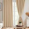 DWCN Premium Blackout Set of with Side Thermal and Cold Thick and Stylish Day or Night Light UV Bedroom Width 100cm X Length Beige Curtains, 2, Ties,
