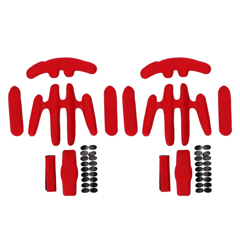 2 Sets Helmets Padding Kit Hot Pressing Sponge with Hook and Loop Bike Helmet Lining for Electric Bike Riding Red Free