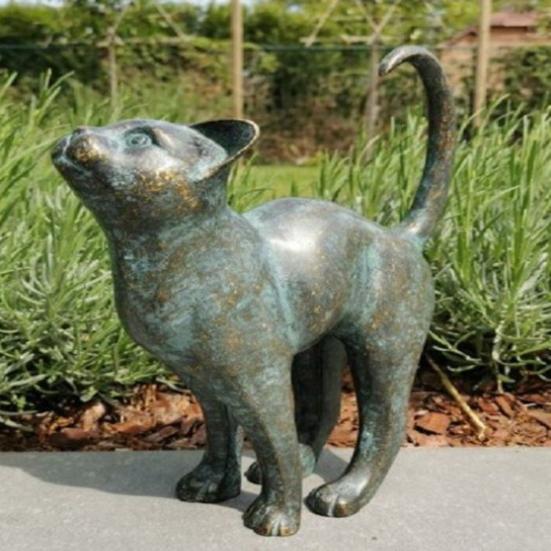 Юшэн Ретро Фигурка Кота Смола Кот со Статуэткой Бабочки В помещении На открытом воздухе Художественная Скульптура Кота для Книжных полок Садов Офисов Украшение