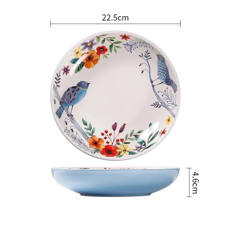 Креативные расписанные вручную керамические тарелки, роскошные ресторанные тарелки для салатов, стейков, домашняя вкусная паста, обеденная тарелка, нежные миски для рамена