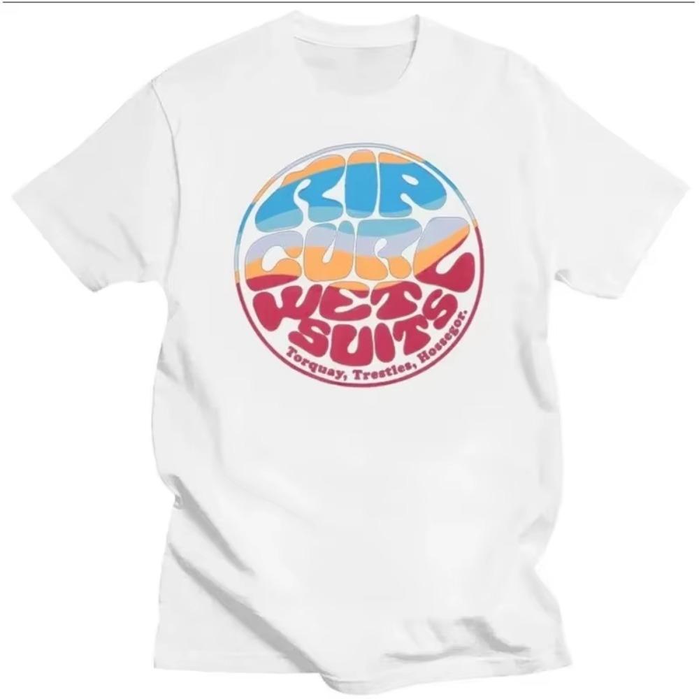 Летние мужские футболки с принтом Rip Curl, модные хлопковые футболки с коротким рукавом, винтажные, высокого качества, мужские футболки оверсайз с круглым вырезом, верхняя одежда