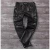 Chinese Size Vintage Gray Genuine Cowhide Leather Pants Men Motorcycle Biker Leather Trousers Autumn Winter Men Leather Pants