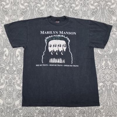 Винтажная футболка Marilyn Manson, размер L, графический принт Believe, футболка группы, одинарная строчка