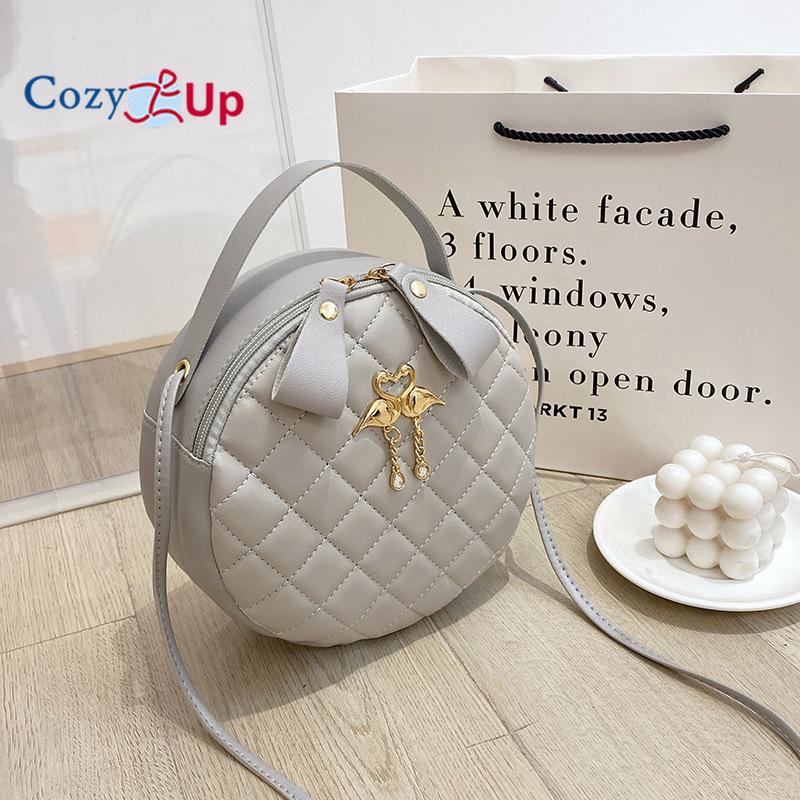 Маленькая круглая сумка Cosy Up, дамская сумочка, женская сумка с ромбовидной сеткой, маленькая сумка с вышивкой