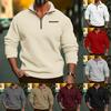 Men's Plus Size Casual Half Zip Padded Pullover Sweatshirt with Standing Collar In Multiple Solid Colors