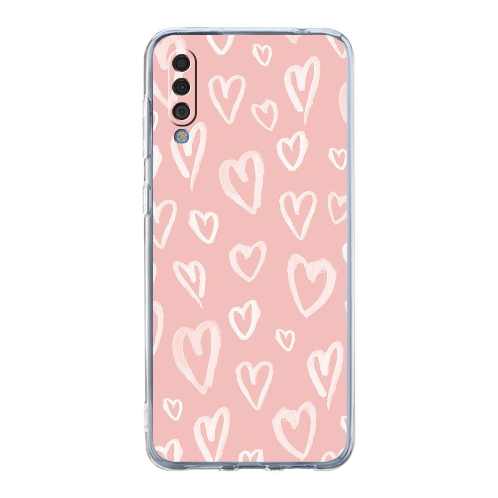 Чехол для Samsung A14 A50 A70 A30 A40 A20E A10S A20S A02S A04S A12 A22 A32 A34 A42 A52 5G A54, золотой, розовый, розовый, с блестящими сердечками, чехол