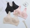 "Comfortable Front Buckle Cotton Nursing Bra: Wire-Free, Vest-Style, Large Size for Middle-Aged & Elderly"