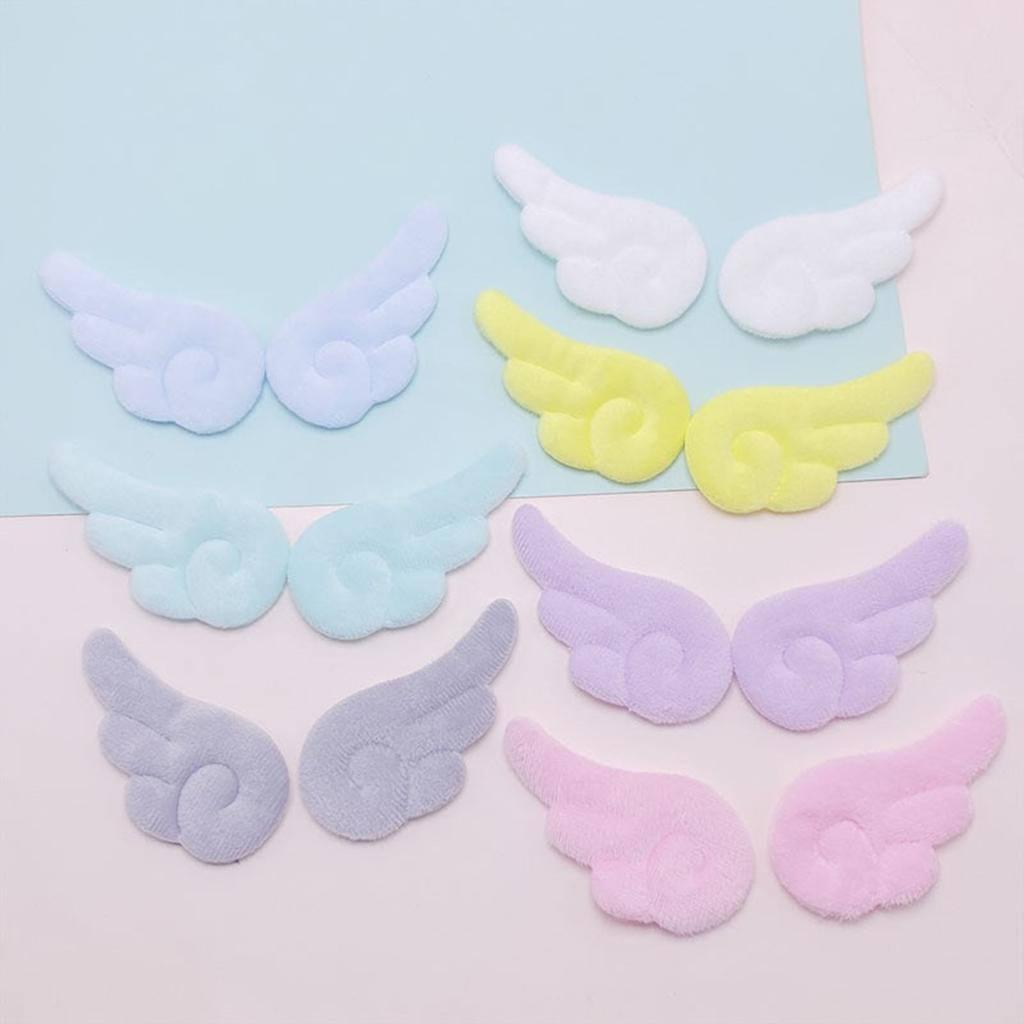 10PCS Double Sided Angel Wing Shape Sewing Patches Cute Hair Applique for DIY Doll Bag Hat Scarf Patches Hair Clip Decor