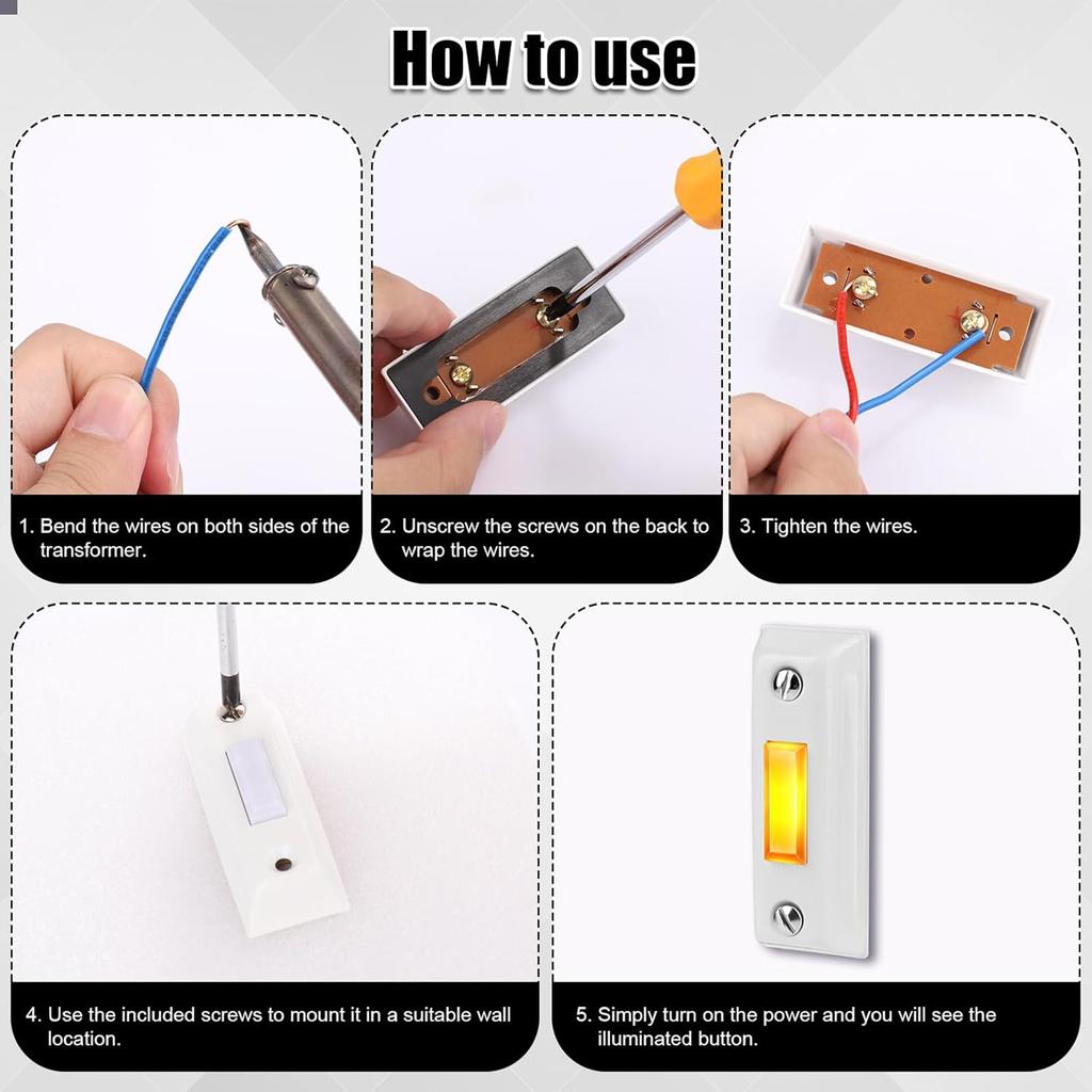 Многоцелевой дверной звонок с кнопкой, провод, прочный пластик, настенный дверной звонок, замена переключателей для дома или гаража