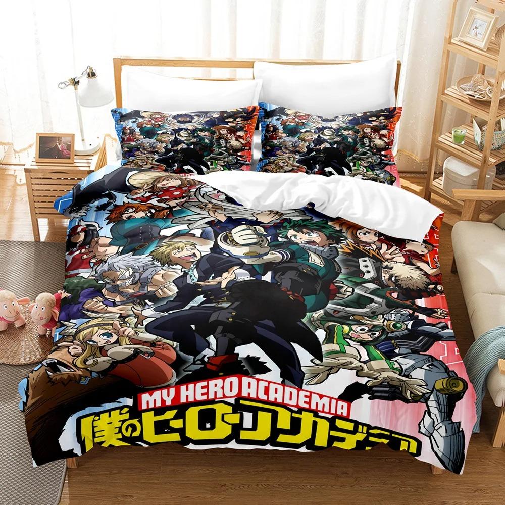 Новый комплект постельного белья My Hero Academia, мягкое постельное белье с японским аниме, односпальное, двуспальное, двуспальное, двуспальное, полноразмерное, пододеяльник, постельное белье для мальчиков-подростков