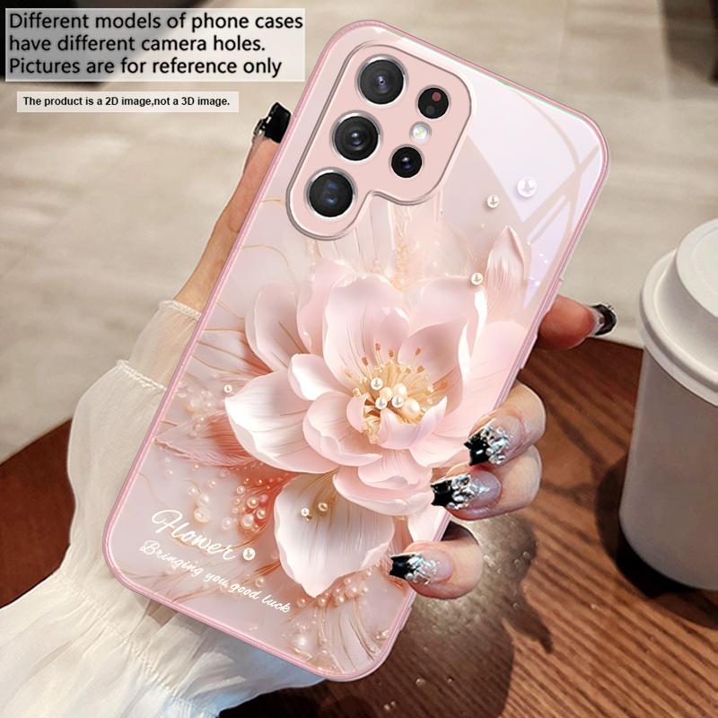 Цветущие синие цветы Для Samsung S25 S25 Edge S25Ultra S8 9 S10 20 U ltra S21 Pro 22 Plus S23 FE S24 Ultra Стеклянный чехол для телефона