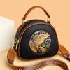 Bag for Women's Soft Leather Hand-held Small Round Bag, New Casual and Versatile Independent Three-layer Single-shoulder Crossbody Bag
