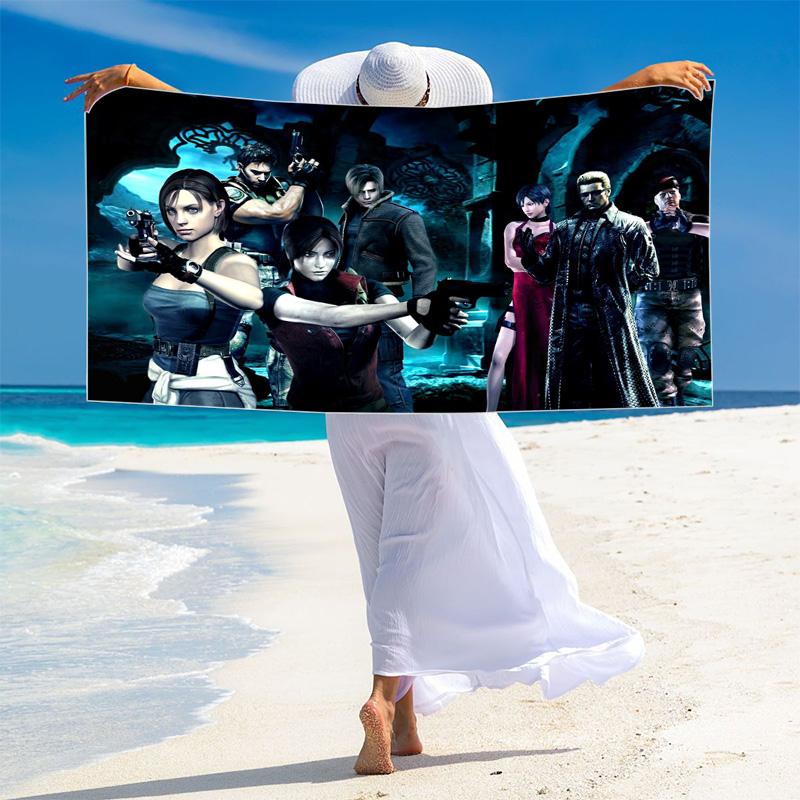 Evil Zombie Game Print Beach Towel, Large Soft Quick Dry Towel for Beach Camping Swimming