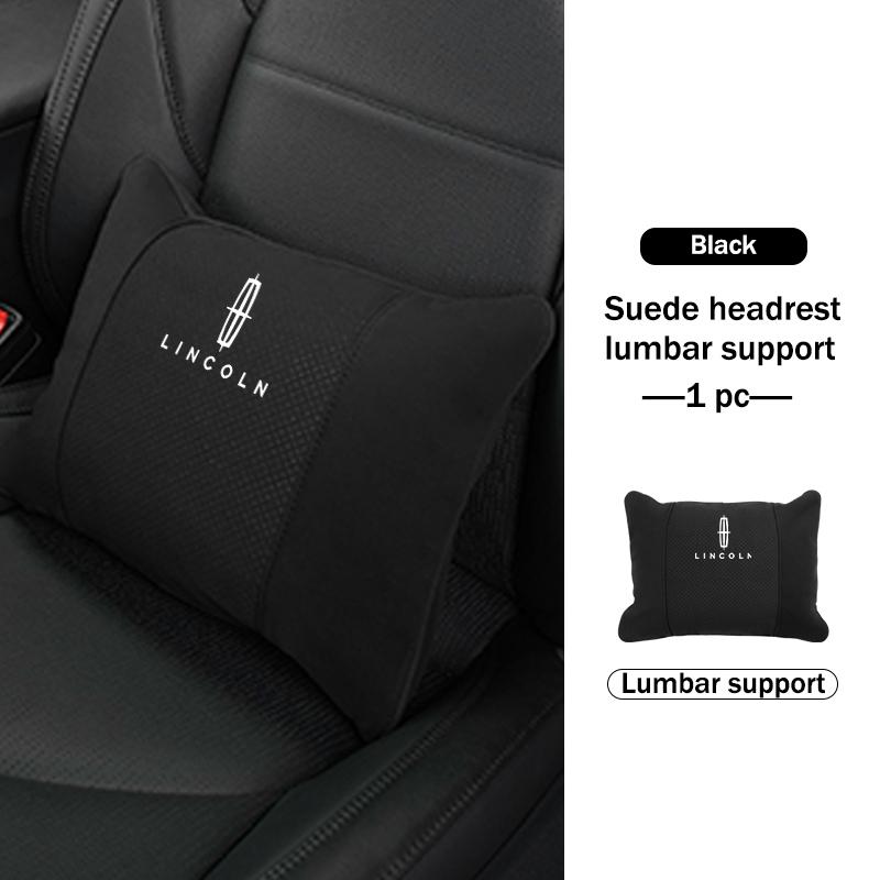 For Lincoln Car Logo Suede Seat Headrest Neck Pillow Soft Comfort Cushion Lumbar Support Mondeo MKC MKZ MKX MKT Aviator erb1