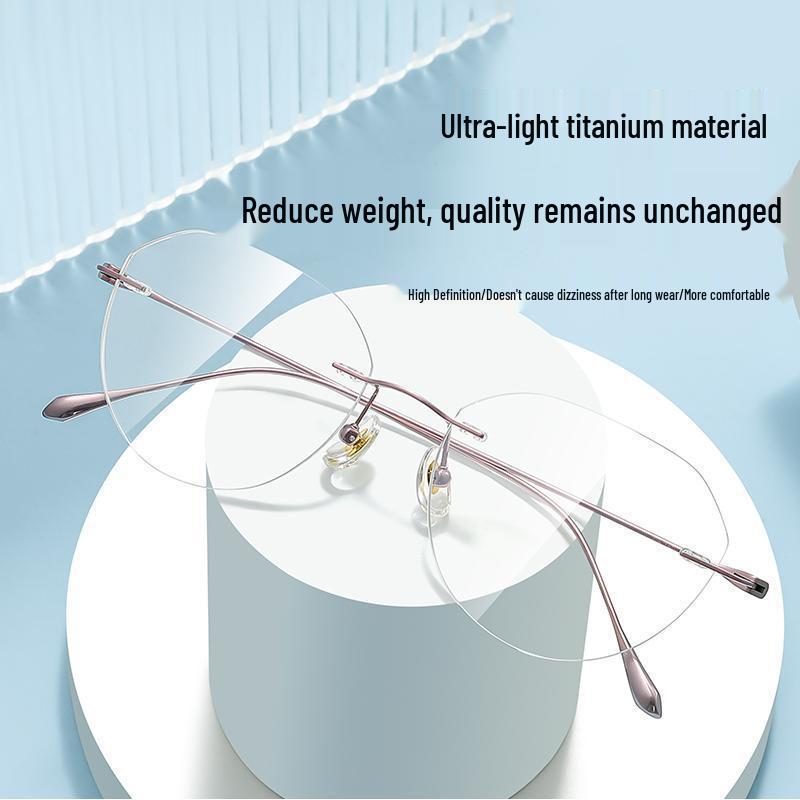 Высококлассные титановые безободковые очки для миопии для женщин: Сверхлегкие, модные и готовые к установке рецептурных линз