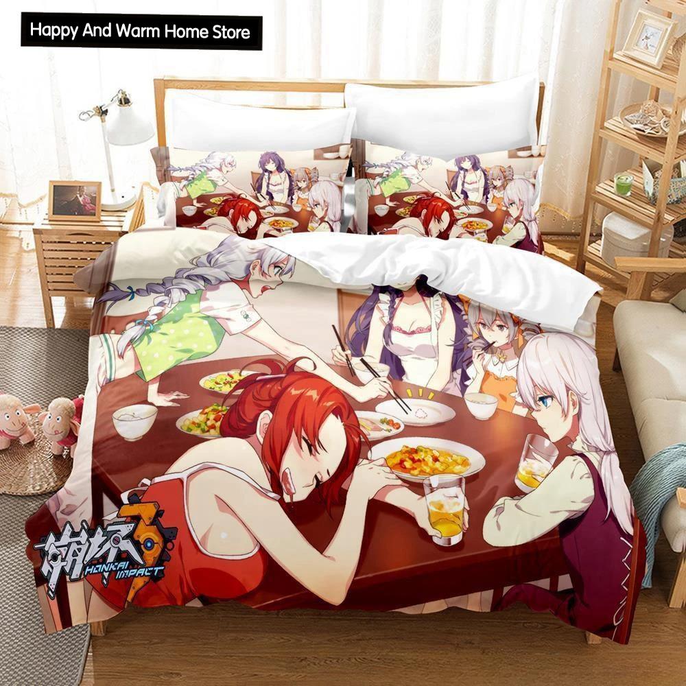 Honkai Impact 3 Bedding Set Anime Duvet Cover Single Twin Full Queen King Size for Adult Boy Bedroom