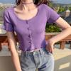 Свитер Yankee Knit Year Женский модный фиолетовый кружевной кардиган Тонкий короткий отрезок Узкие топы Повседневный базовый комфорт и стиль Узкие пуловеры Футболки