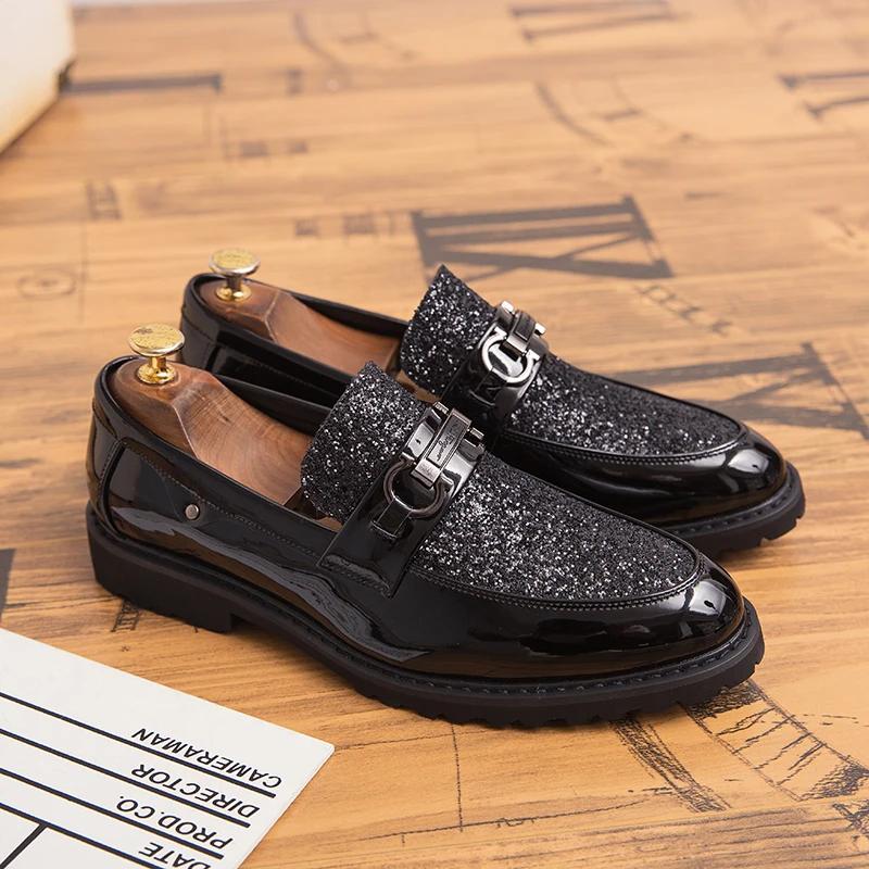 Fashion Men Leather Shoes Outdoor Formal Fashion Men Casual Shoes Breathable Mens Dress Wedding Shoes Club Party Loafers Adult Footwear