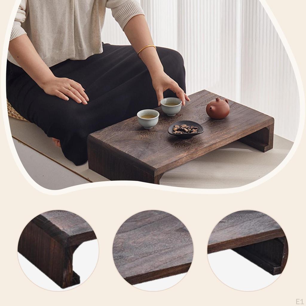 Wooden Low Stool Portable Decorative Bed Table Small Ottoman Under Desk Footrest for Household