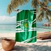 proof beach towel with Sporting CP logo pattern - soft,absorbent,quick-drying,machine washable - perfect for swimming,camping,bathing