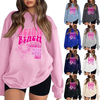 Женская повседневная модная блузка с длинным рукавом и круглым вырезом с принтом