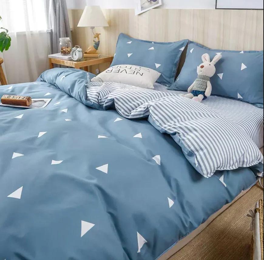 Flower Bedding Set Duvet Cover + Flat Sheet +2pc Pillowcase Double Bed Linens Twin Queen King Full Size Skin Friendly Kids B89