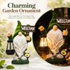 Садовый гном на солнечных батареях со фонарем и табличкой "Добро пожаловать", уличная фигурка из смолы для двора, патио, лужайки, дорожки