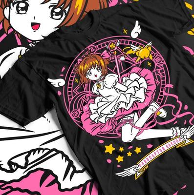Футболка Cardcaptor Sakura, Кавайная аниме-футболка, Футболка вайфу, Унисекс хлопковый топ,